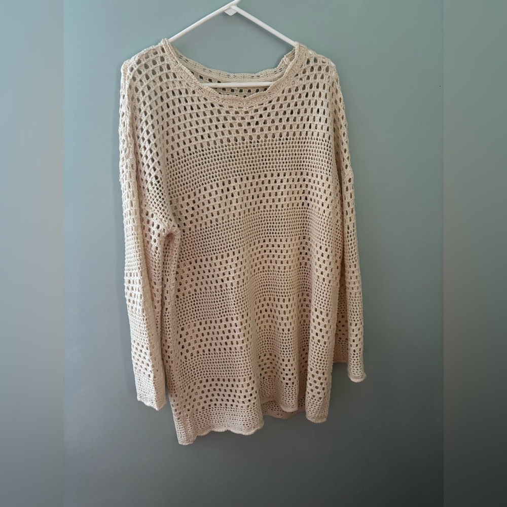 Cream Knit Women's Bathing Suit Cover Up
